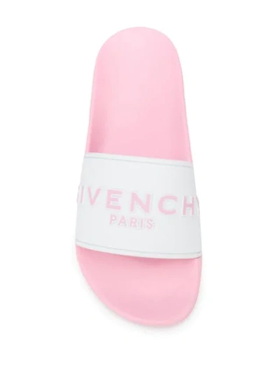 Shop Givenchy Logo Detail Slides In Pink