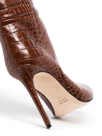 Shop Paris Texas Knee-high Crocodile-effect Boots In Brown