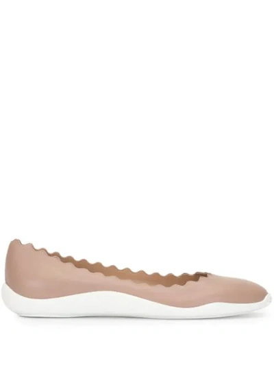 Shop Chloé Scallop-trim Panelled Ballerina Shoes In Pink