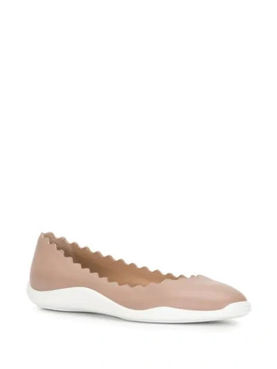 Shop Chloé Scallop-trim Panelled Ballerina Shoes In Pink
