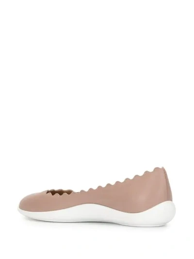 Shop Chloé Scallop-trim Panelled Ballerina Shoes In Pink