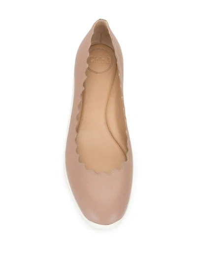 Shop Chloé Scallop-trim Panelled Ballerina Shoes In Pink