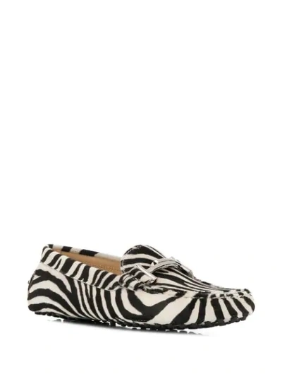 Shop Tod's City Gommino Zebra-print Loafers In White