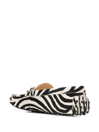 Shop Tod's City Gommino Zebra-print Loafers In White