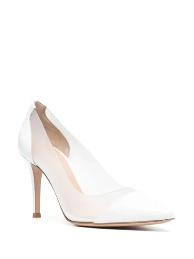 Shop Gianvito Rossi Transparent Detail Stiletto Pumps In White