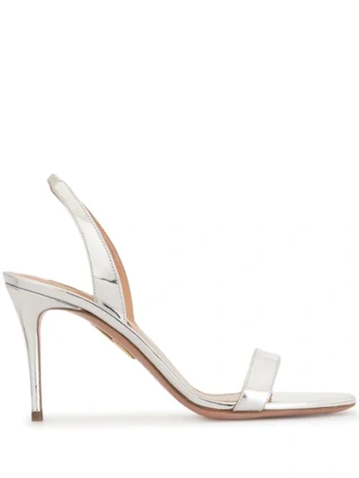 Shop Aquazzura So Nude Sandals In Silver