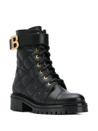 Shop Balmain Ranger Quilted Ankle Boots In Black