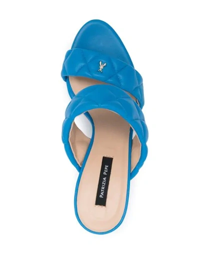Shop Patrizia Pepe Quilted-effect Heeled Mules In Blue