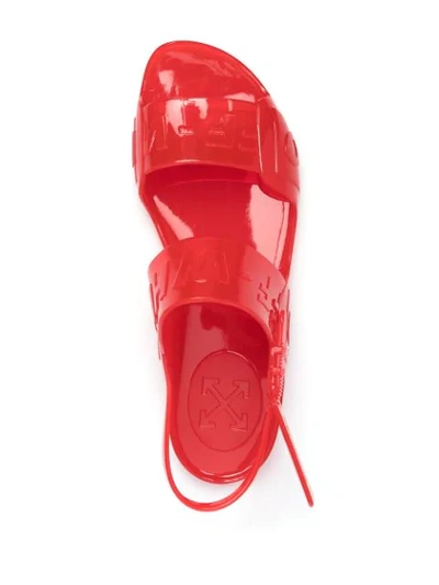 Shop Off-white Embossed Logo-tape Detail Sandals In Red