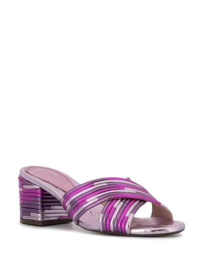 Shop Schutz Criss-cross Strap Metallic Sandals In Purple