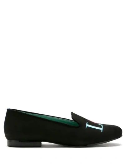 Shop Blue Bird Shoes Nubyck Leather New Love Loafers In Black