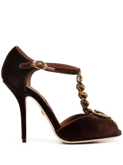 Shop Dolce & Gabbana Devotion High-heel Sandals In Brown