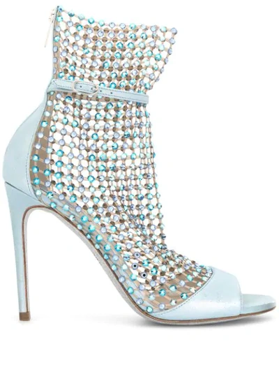 Shop René Caovilla Galaxia Rhinestone-embellished Sandals In Blue
