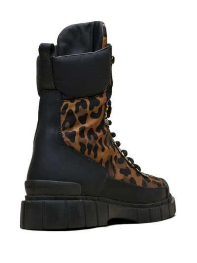 Shop Car Shoe Animal-print Combat Boots In Brown