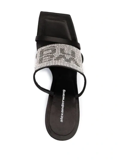 Shop Alexander Wang Crystal-logo Sandals In Black