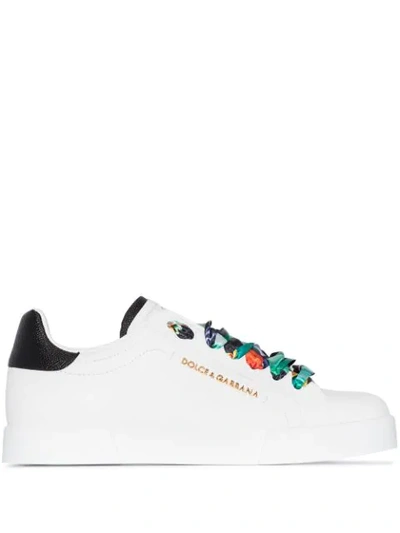 Shop Dolce & Gabbana Portofino Jungle Print Lace-up Sneakers In White