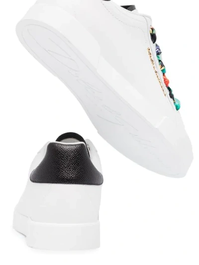 Shop Dolce & Gabbana Portofino Jungle Print Lace-up Sneakers In White