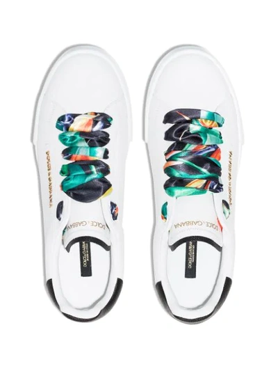 Shop Dolce & Gabbana Portofino Jungle Print Lace-up Sneakers In White