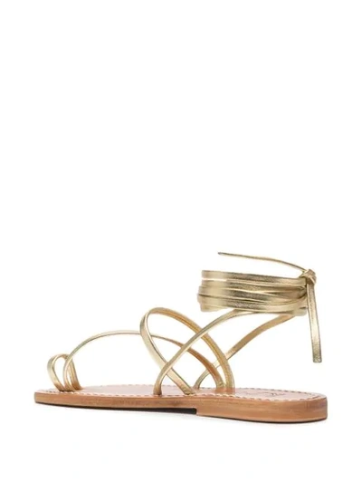 Shop Kjacques Ellada Metallic Flat Sandals In Gold