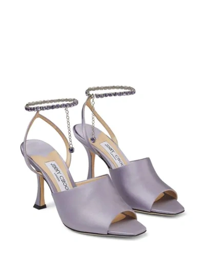 Shop Jimmy Choo Crystal-embellished 90mm Sandals In Purple