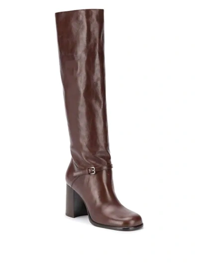 Miu Miu 95mm Square-toe Boots In Brown