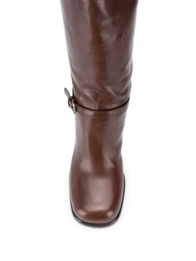 Miu Miu 95mm Square-toe Boots In Brown