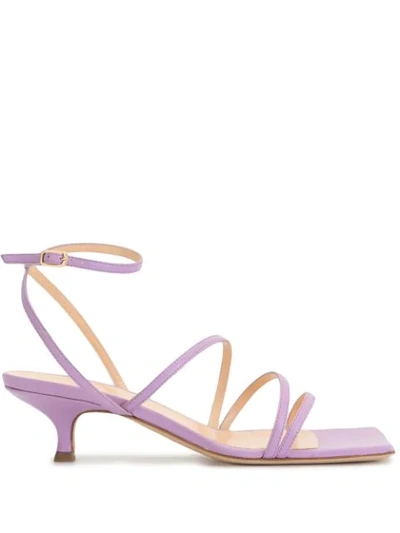 Shop A.w.a.k.e. Square-toe Strappy Sandals In Purple