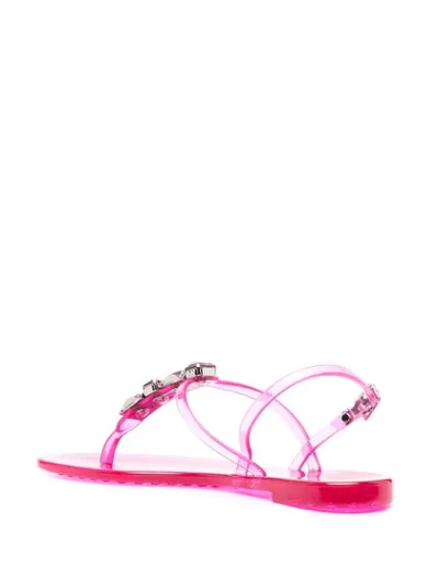 Shop Casadei Crystal-embellished Jelly Sandals In Pink