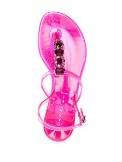 Shop Casadei Crystal-embellished Jelly Sandals In Pink