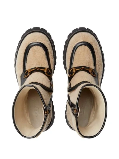 Shop Gucci Horsebit Detail Ankle Boots In Neutrals