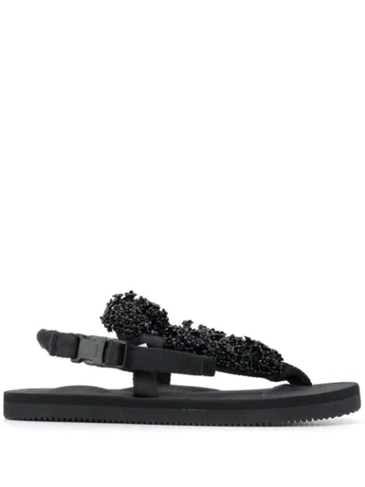 Cecilie Bahnsen + Suicoke Kat Embellished Canvas Sandals In Black
