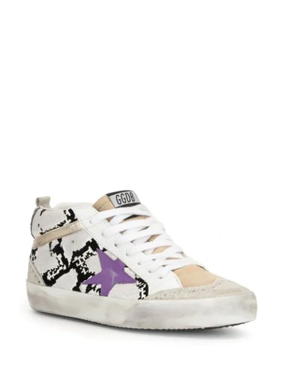 Shop Golden Goose Mid Star Snake-effect Sneakers In White