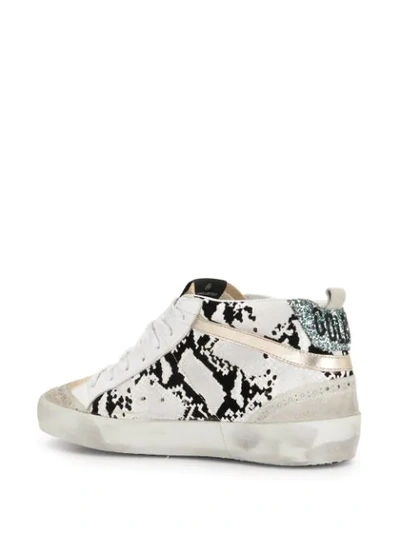 Shop Golden Goose Mid Star Snake-effect Sneakers In White