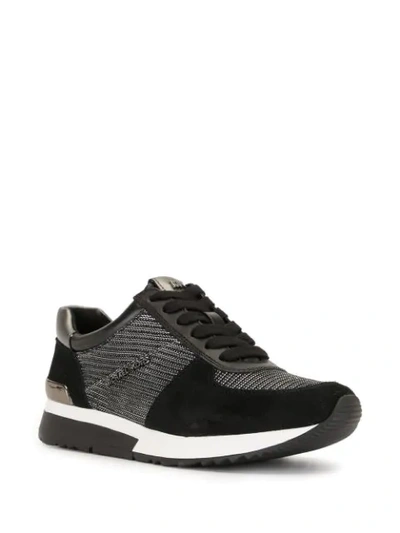 Shop Michael Michael Kors Allie Leather Sneakers In Black