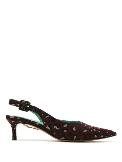 Shop Blue Bird Shoes Onça Jacquard Slingback Pumps In Red