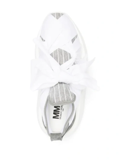 Shop Mm6 Maison Margiela Front-tie Fastening Sneakers In White