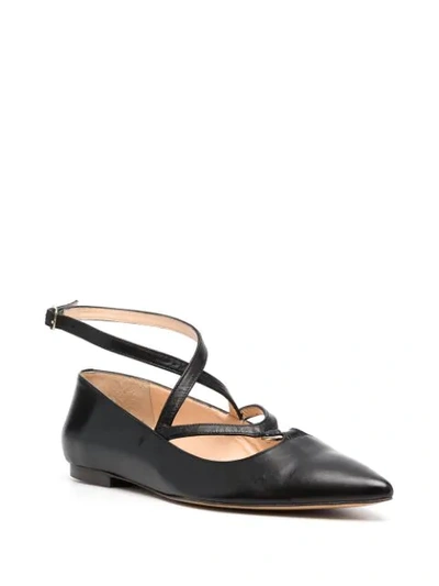 Tila March Pointed Leather Ballerina Shoes In Black