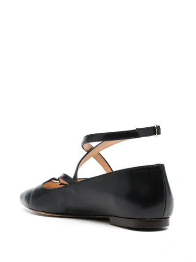 Tila March Pointed Leather Ballerina Shoes In Black