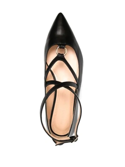 Tila March Pointed Leather Ballerina Shoes In Black