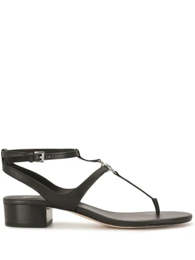 Shop Michael Michael Kors Lita Leather Sandals In Black