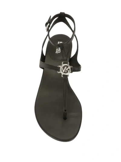 Shop Michael Michael Kors Lita Leather Sandals In Black
