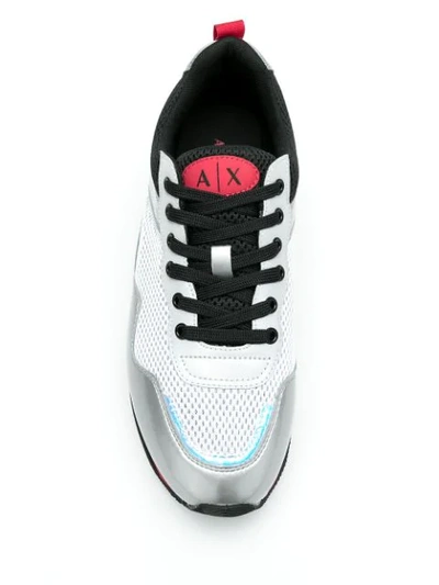 Shop Armani Exchange Panelled Lace-up Sneakers In Silver