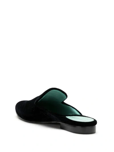 Shop Blue Bird Shoes Tassel Embroidered Velvet Slippers In Black