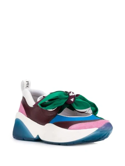 Shop Emilio Pucci Scarf Detail Sneakers In Purple