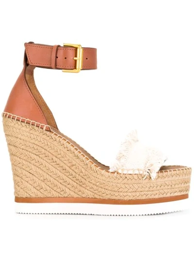 Shop See By Chloé Espadrille Wedge Sandals In Neutrals ,brown