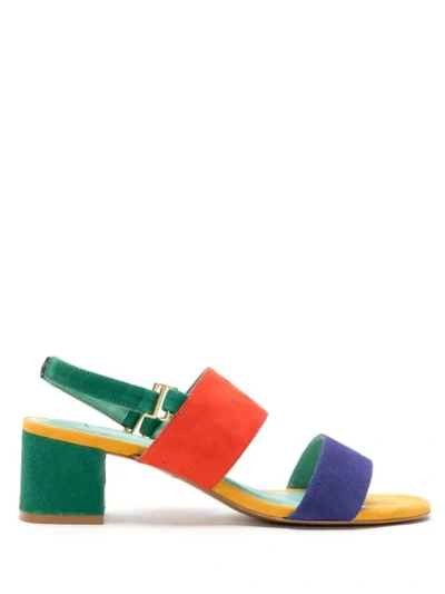 Shop Blue Bird Shoes Strappy Block Heel Sandals In Multicolour