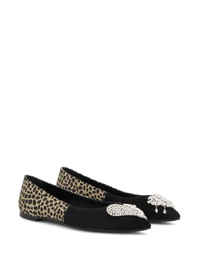 Shop Giuseppe Zanotti Amour Leopard-print Ballerina Shoes In Black