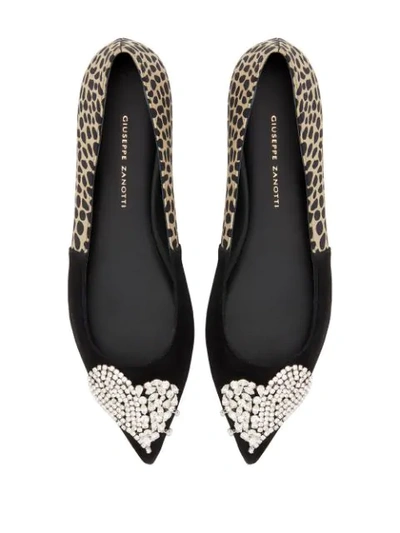 Shop Giuseppe Zanotti Amour Leopard-print Ballerina Shoes In Black