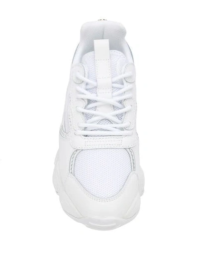 Shop Emporio Armani Mesh-insert Chunky Sneakers In White