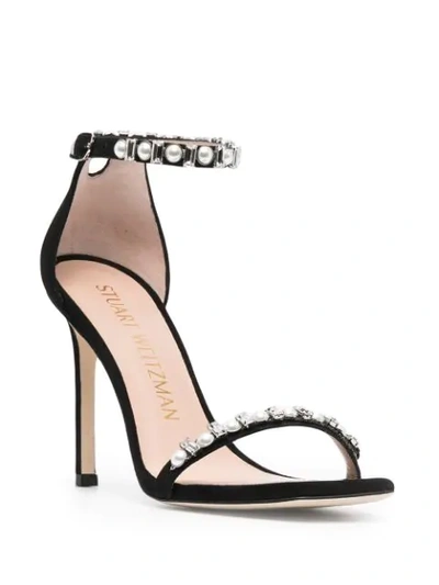 Shop Stuart Weitzman Crystal-embellished Stiletto Sandals In Black